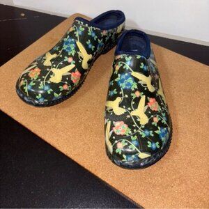 Western Chief Navy Clogs Womens 7 Birds Doves Slip On No Back Garden Boho Rubber